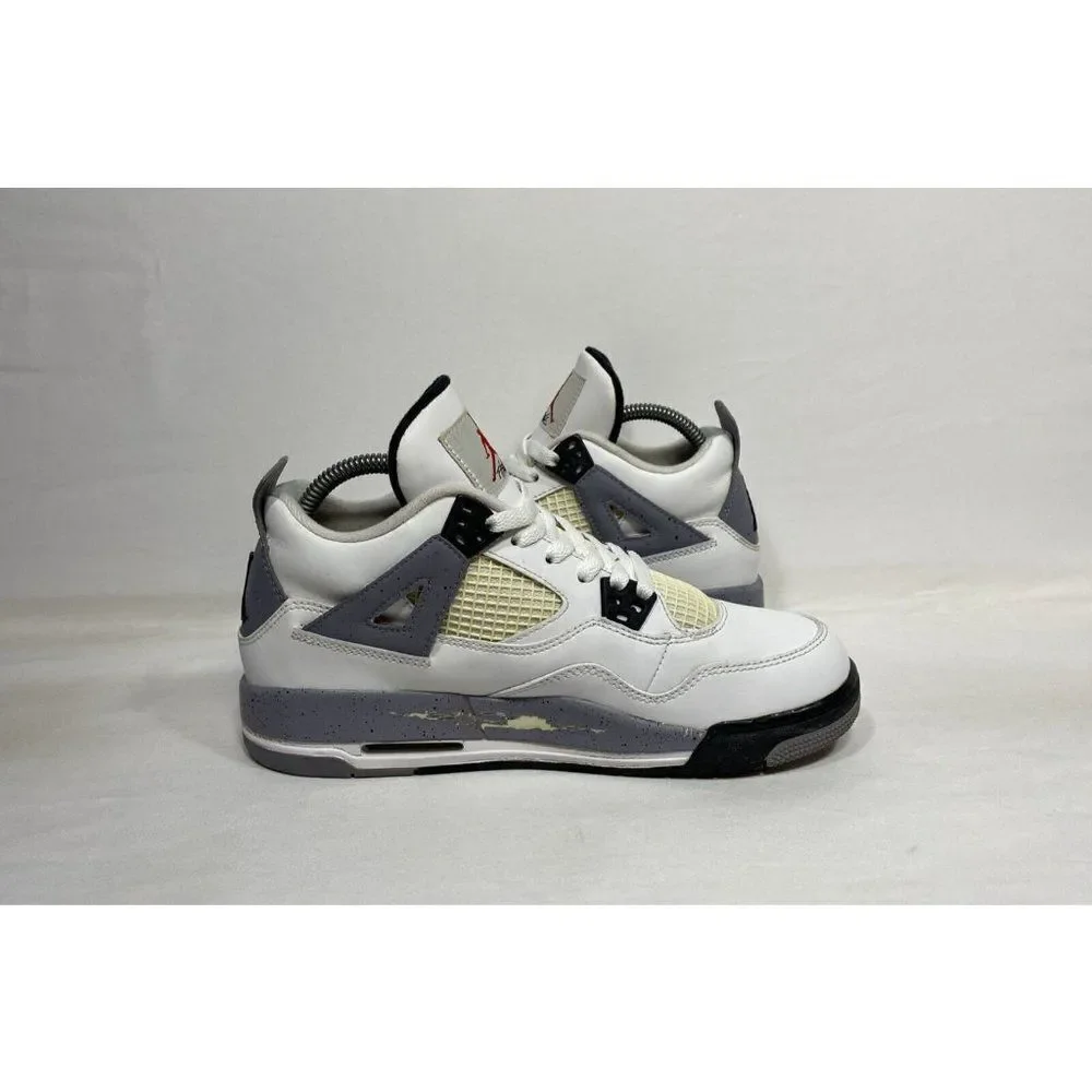 Nike Air Jordan Retro 4‎ White Cement GS 2012 408452-103 Size 6.5y Preowned